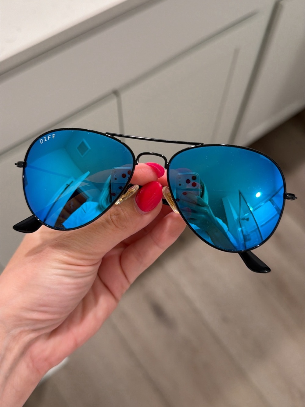 DIFF Aviator Sunglasses in Blue Mirrored Lenses